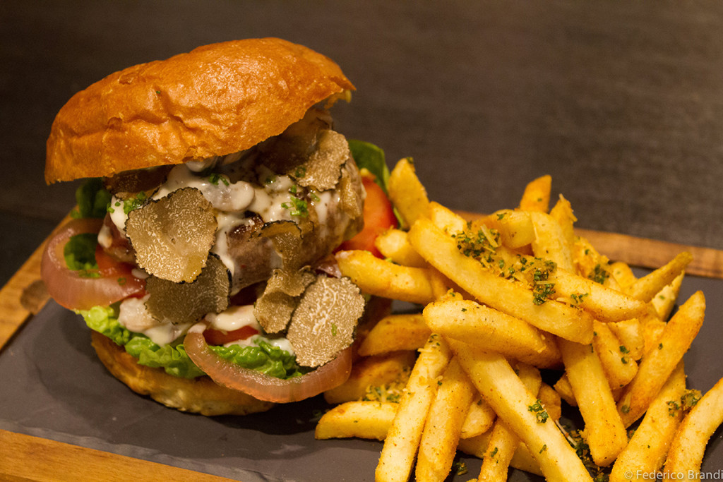 Eiffel Burger with Spicy Fries at Water Library Central Embassy Bangkok Thailand