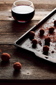 Dark Chocolate Truffles and Red Wine from Flickr