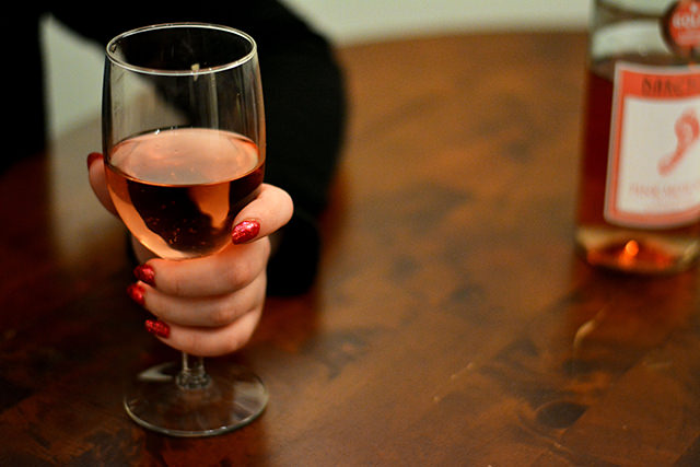 rose wine glass drinking