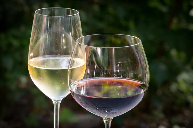 white wine and red wine glasses